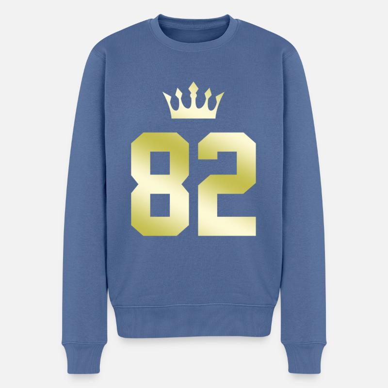 82 Zahl Krone - Männer Premium Bio Pullover - Taubenblau