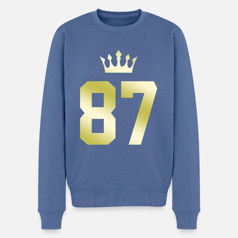 87 Zahl Krone - Männer Premium Bio Pullover - Taubenblau