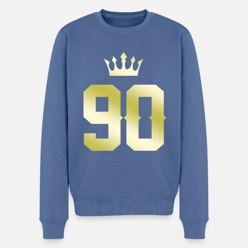 90 Zahl Krone - Männer Premium Bio Pullover - Taubenblau