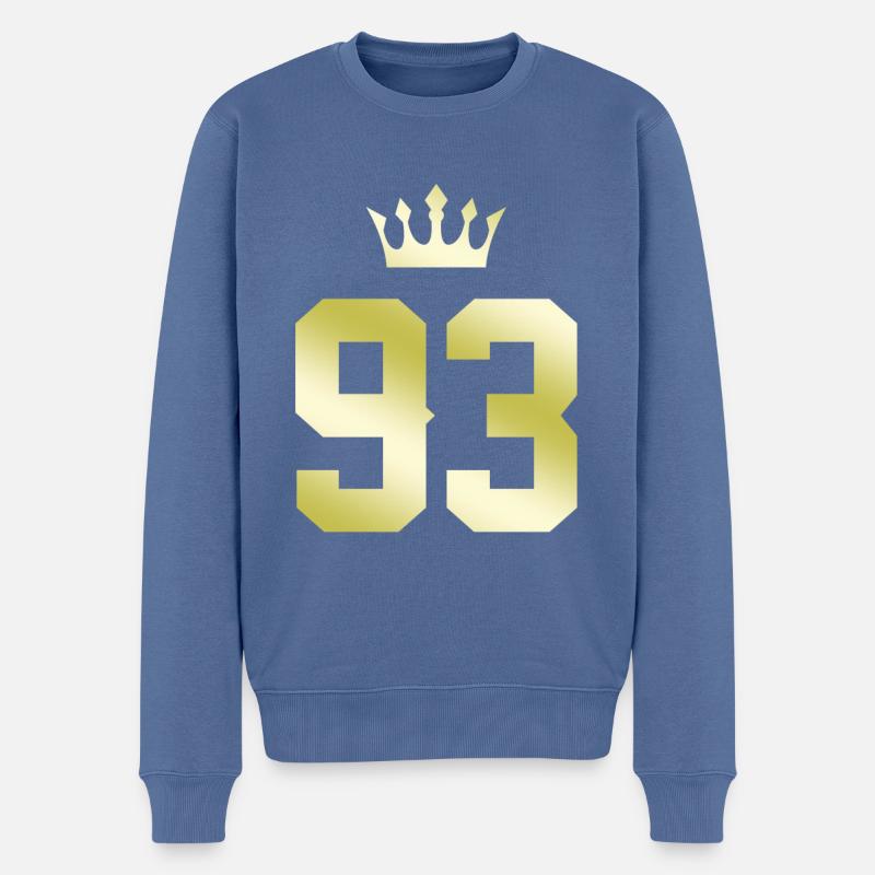 93 Zahl Krone - Männer Premium Bio Pullover - Taubenblau