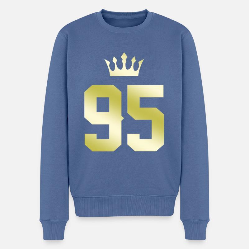 95 Couronne numérique - Pull Premium bio Homme - bleu pigeon