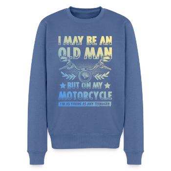 Motorrad alter mann - Männer Premium Bio Pullover - Taubenblau - Vorne - Nico (187cm)