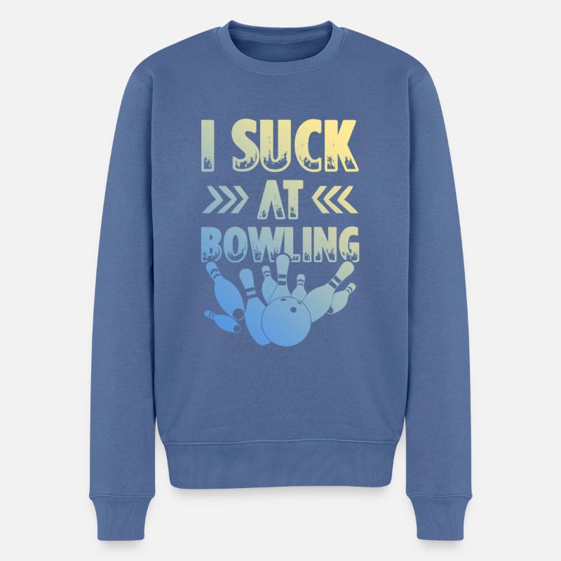 Bowling spruch lustig - Männer Premium Bio Pullover - Taubenblau