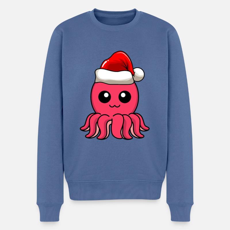 Octopus Comic Christmas - Pull Premium bio Homme - bleu pigeon