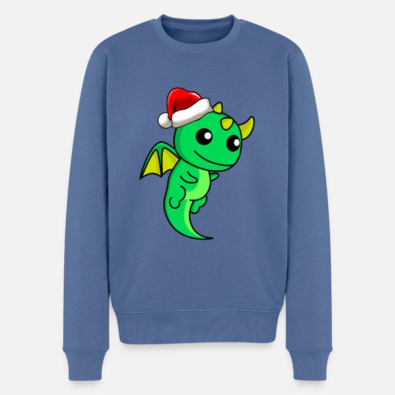 Drache Comic Weihnachten - Männer Premium Bio Pullover - Taubenblau