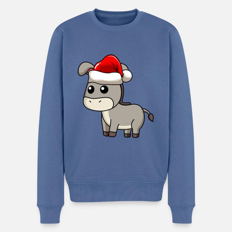 Bande dessinée âne Noël - Pull Premium bio Homme - bleu pigeon