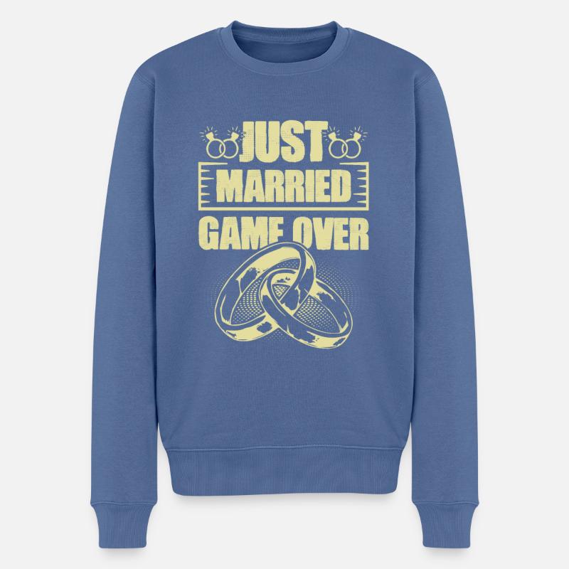 Juste marié Game over - Pull Premium bio Homme - bleu pigeon
