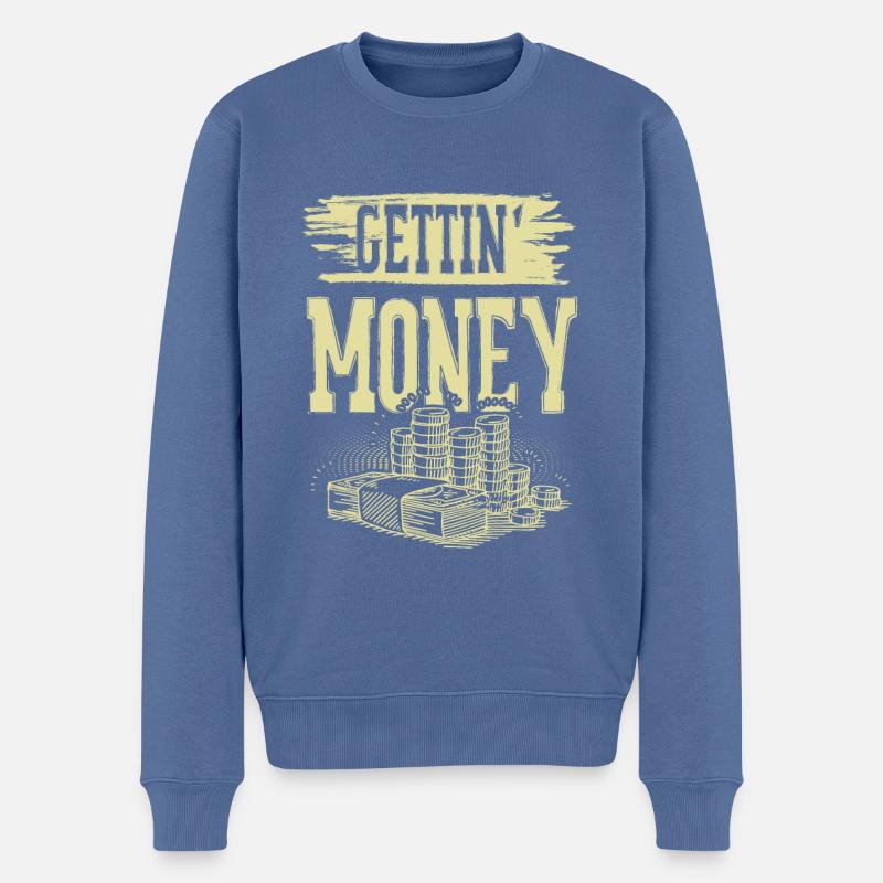 Obtenir de l’argent - Pull Premium bio Homme - bleu pigeon