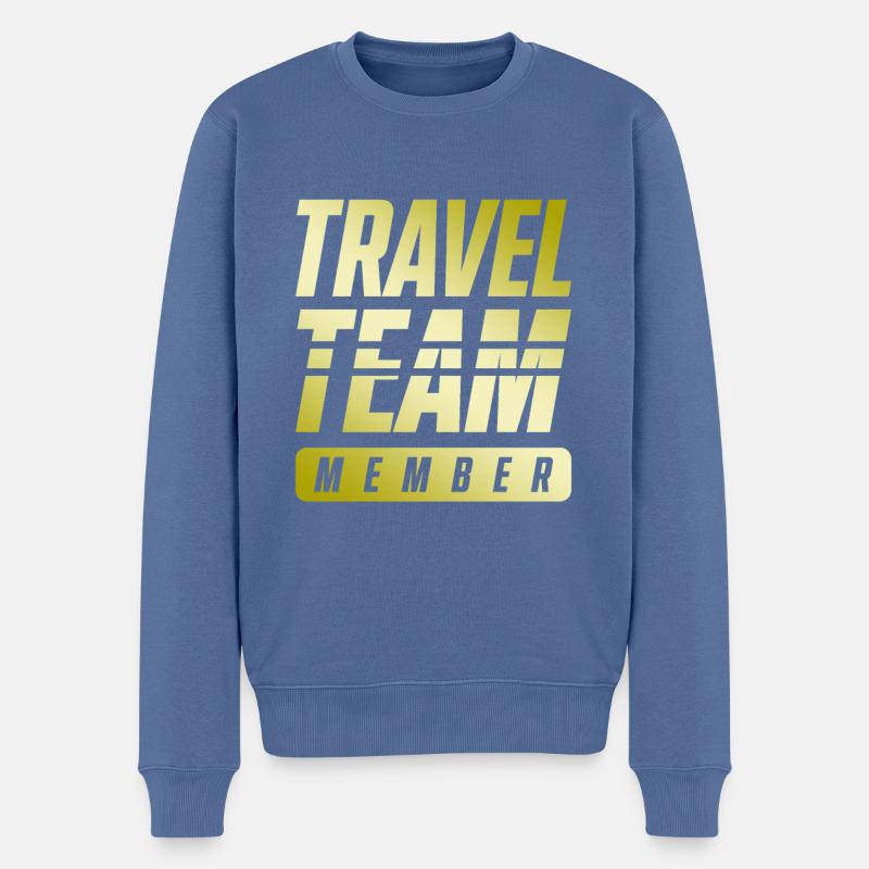Travel Team - Männer Premium Bio Pullover - Taubenblau