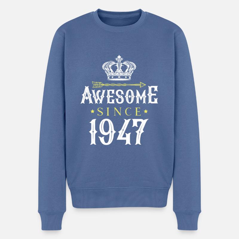 1947 awesome since - Männer Premium Bio Pullover - Taubenblau