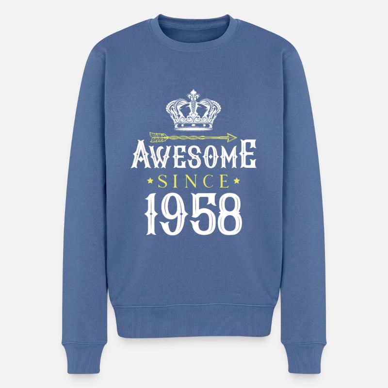 1958 awesome since - Männer Premium Bio Pullover - Taubenblau