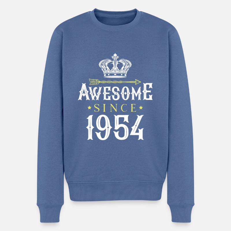 1954 awesome since - Männer Premium Bio Pullover - Taubenblau