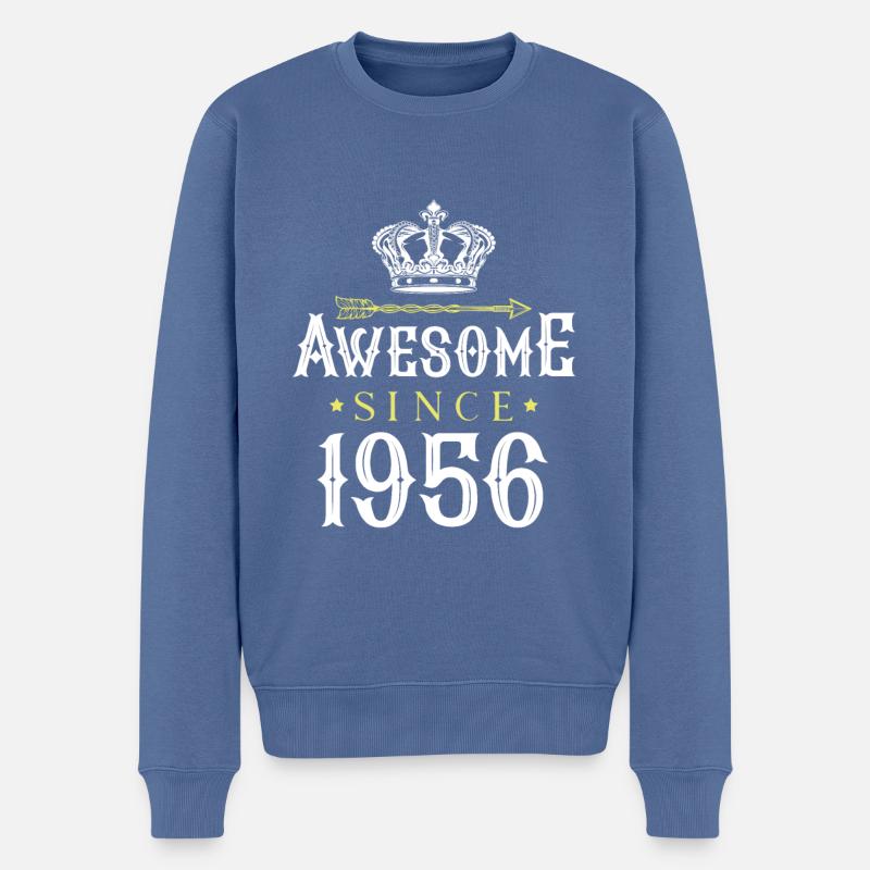 1956 awesome since - Männer Premium Bio Pullover - Taubenblau