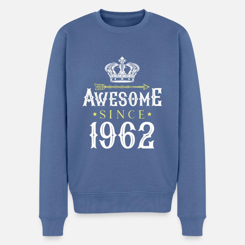1962 awesome since - Männer Premium Bio Pullover - Taubenblau