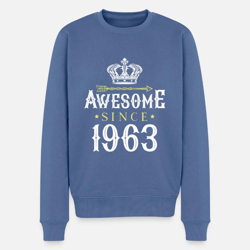 1963 awesome since - Männer Premium Bio Pullover - Taubenblau
