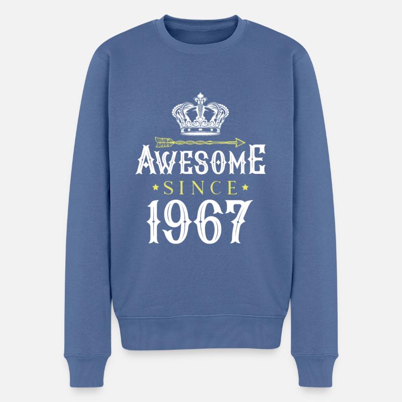 1967 awesome since - Männer Premium Bio Pullover - Taubenblau