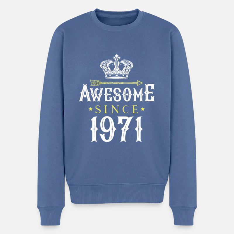 1971 awesome since - Männer Premium Bio Pullover - Taubenblau