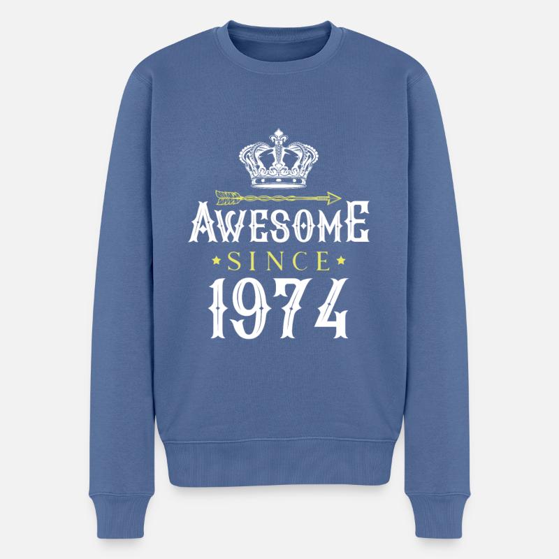 1974 awesome since - Männer Premium Bio Pullover - Taubenblau