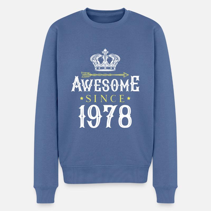 1978 awesome since - Männer Premium Bio Pullover - Taubenblau
