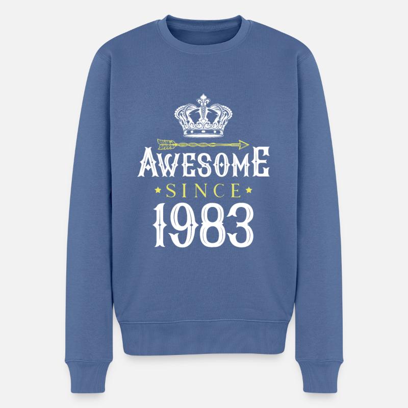 1983 awesome since - Männer Premium Bio Pullover - Taubenblau