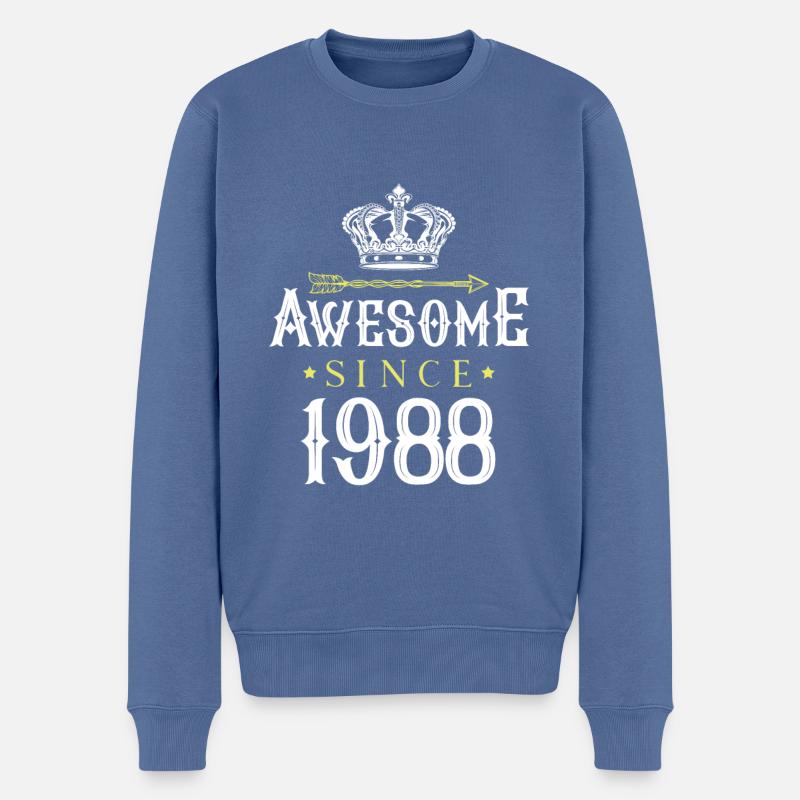1988 génial depuis - Pull Premium bio Homme - bleu pigeon