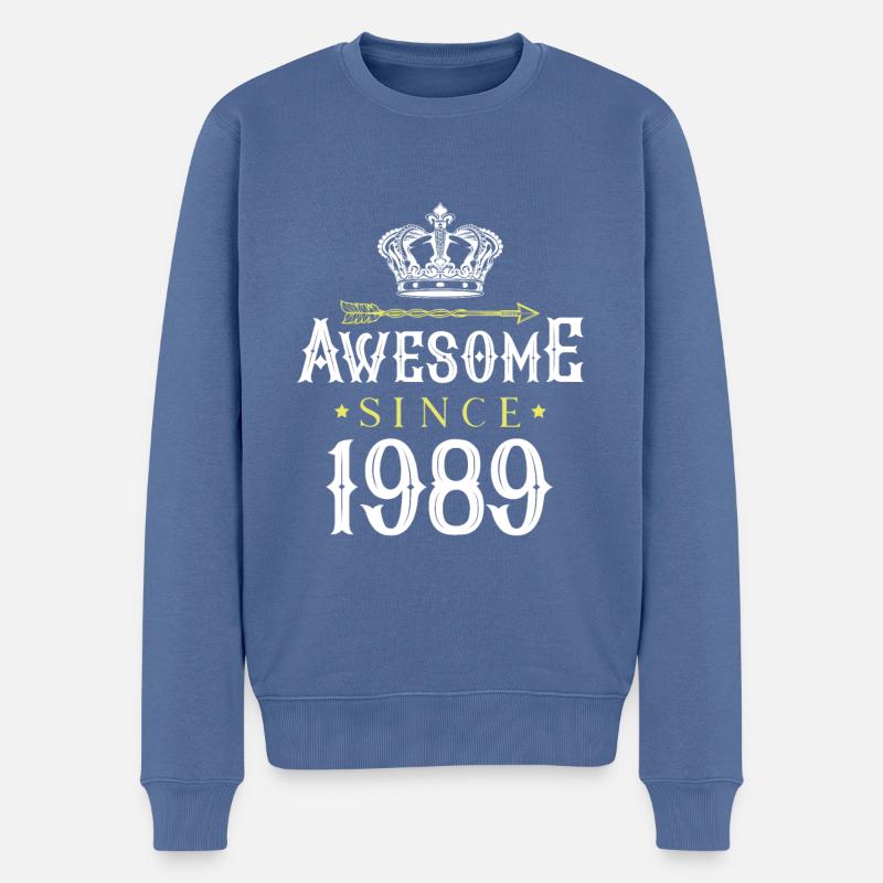 1989 awesome since - Männer Premium Bio Pullover - Taubenblau