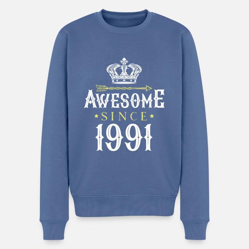 1991 génial depuis - Pull Premium bio Homme - bleu pigeon