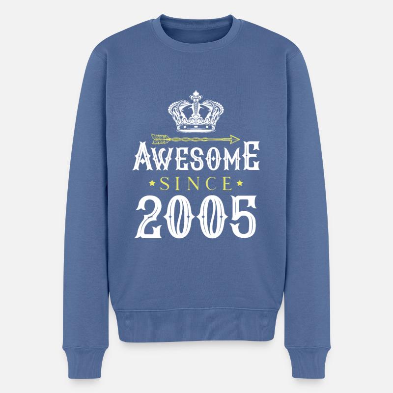 2005 awesome since - Männer Premium Bio Pullover - Taubenblau