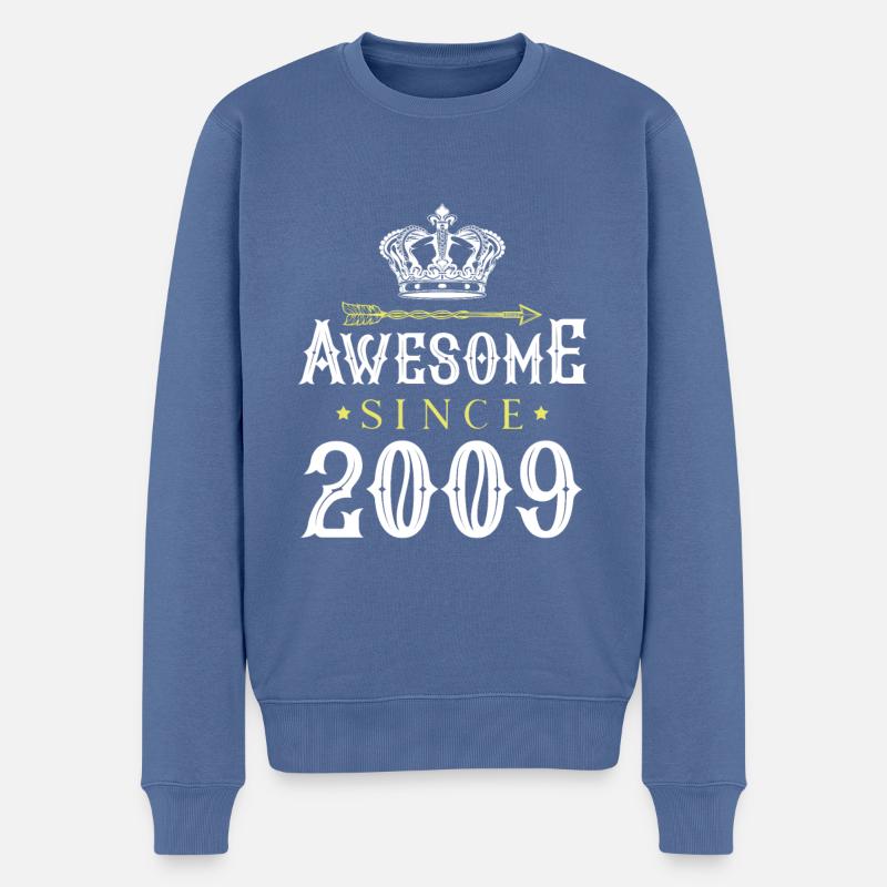 2009 awesome since - Männer Premium Bio Pullover - Taubenblau