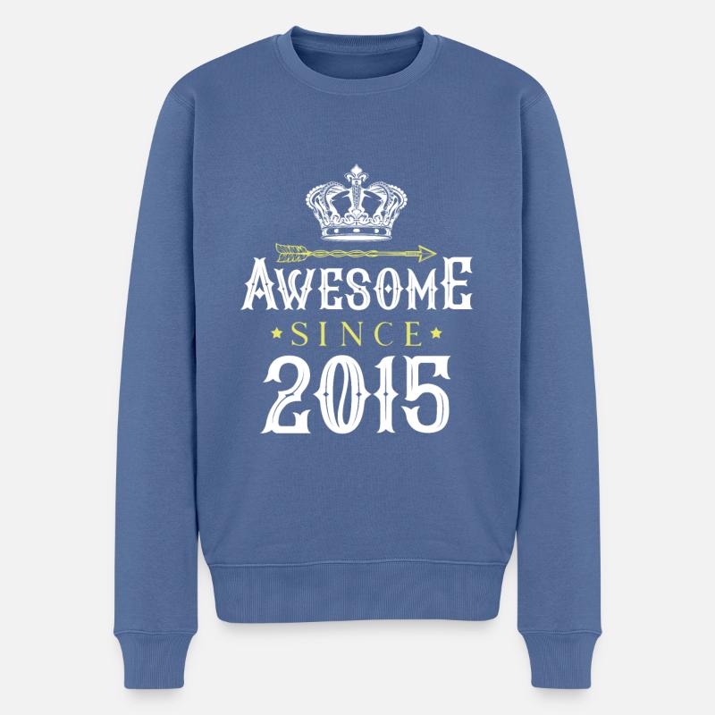2015 awesome since - Männer Premium Bio Pullover - Taubenblau