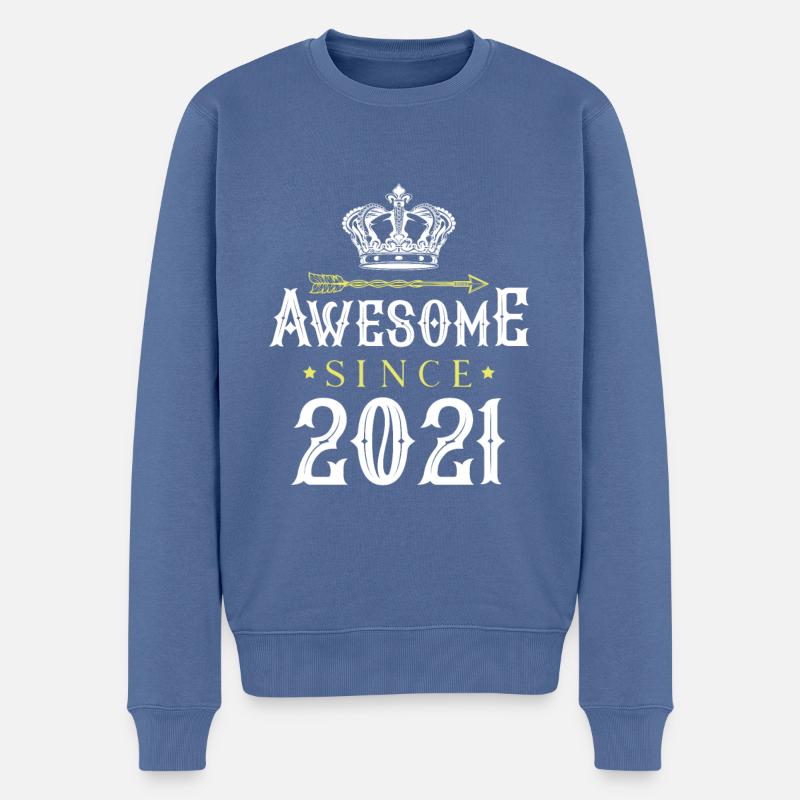 2021 awesome since - Männer Premium Bio Pullover - Taubenblau