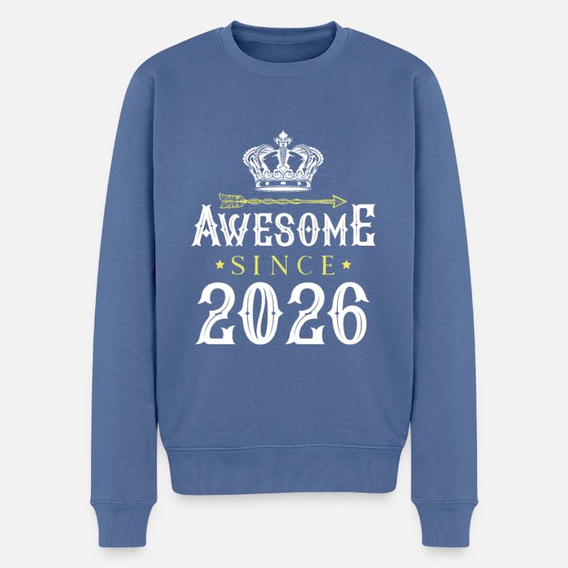 2026 awesome since - Männer Premium Bio Pullover - Taubenblau