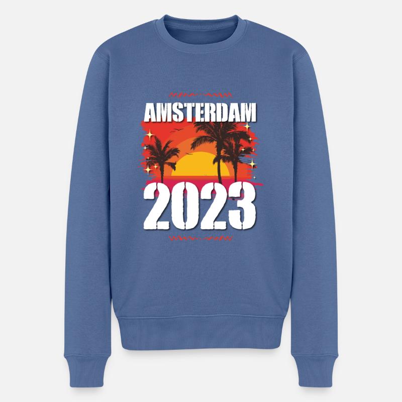 Amsterdam 2023 - Männer Premium Bio Pullover - Taubenblau