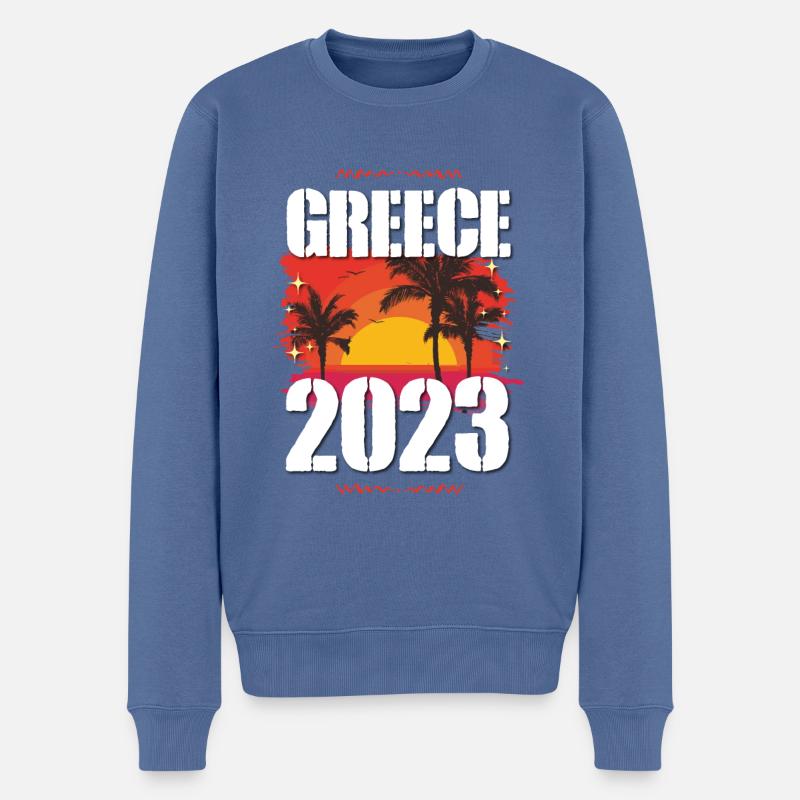 Grèce 2023 - Pull Premium bio Homme - bleu pigeon