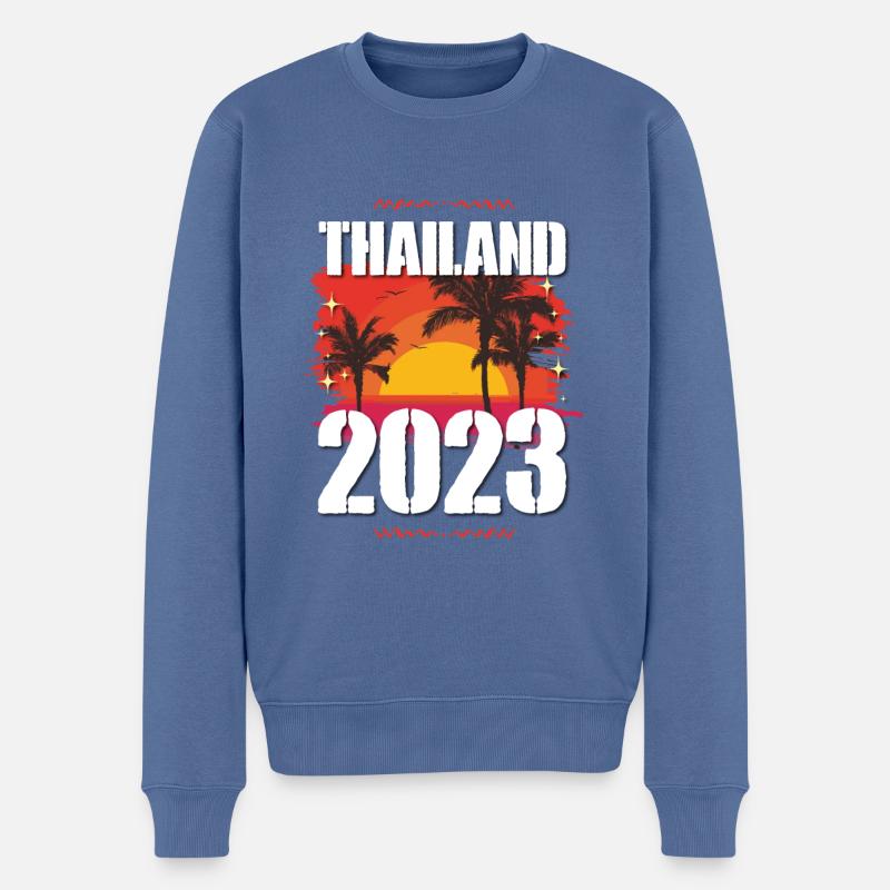 Thailand 2023 - Männer Premium Bio Pullover - Taubenblau