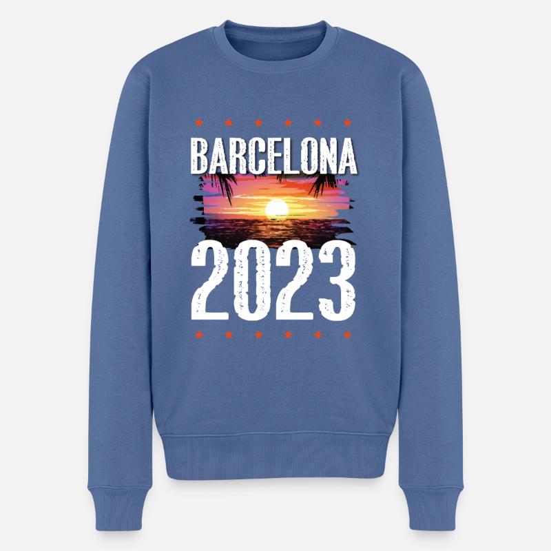 Barcelona 2023 - Männer Premium Bio Pullover - Taubenblau