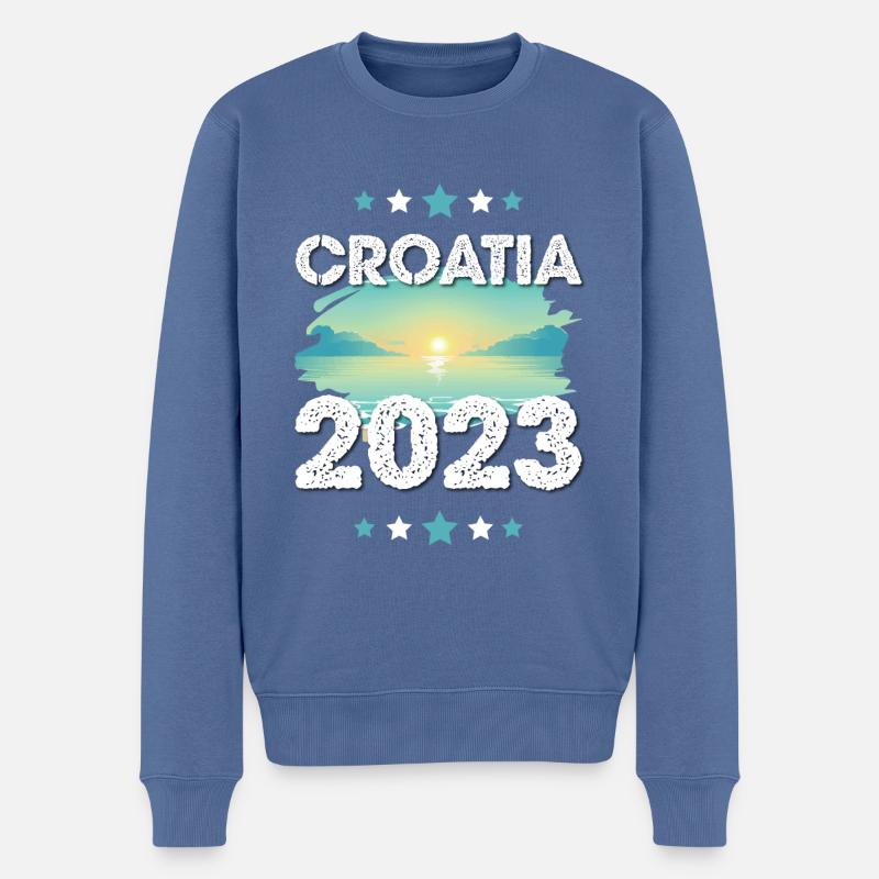 Croatia 2023 - Männer Premium Bio Pullover - Taubenblau