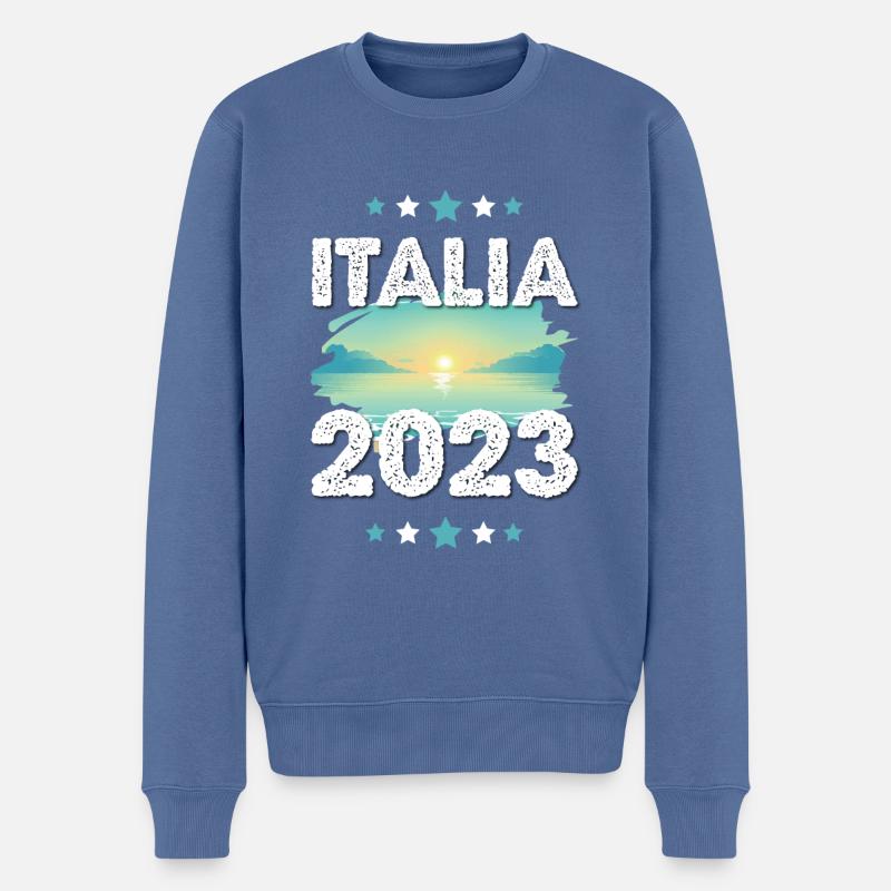 Italie 2023 - Pull Premium bio Homme - bleu pigeon