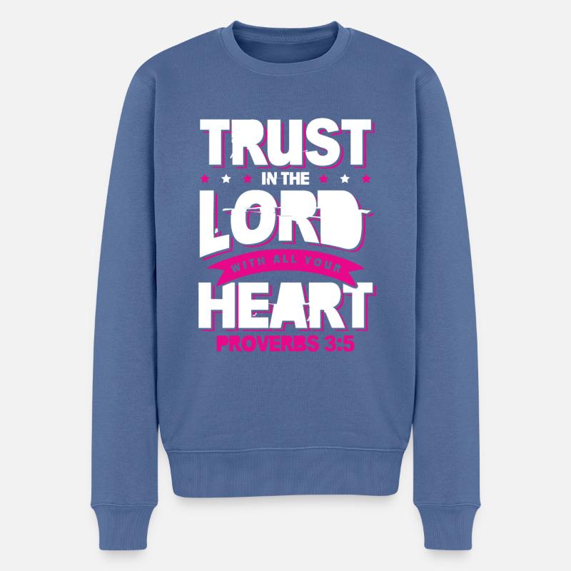 Bible Heart Trust - Pull Premium bio Homme - bleu pigeon