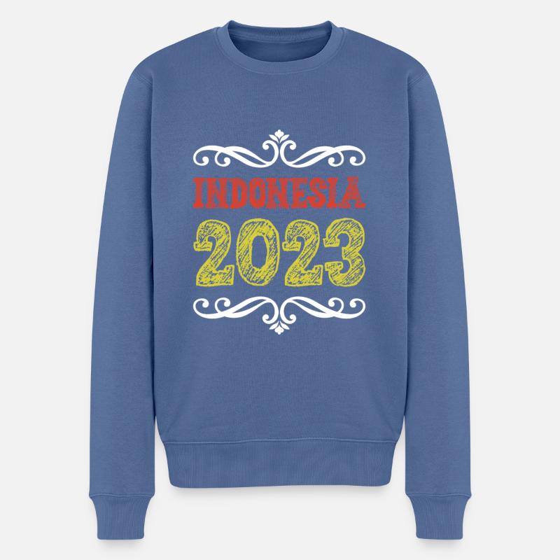 Indonésie 2023 - Pull Premium bio Homme - bleu pigeon