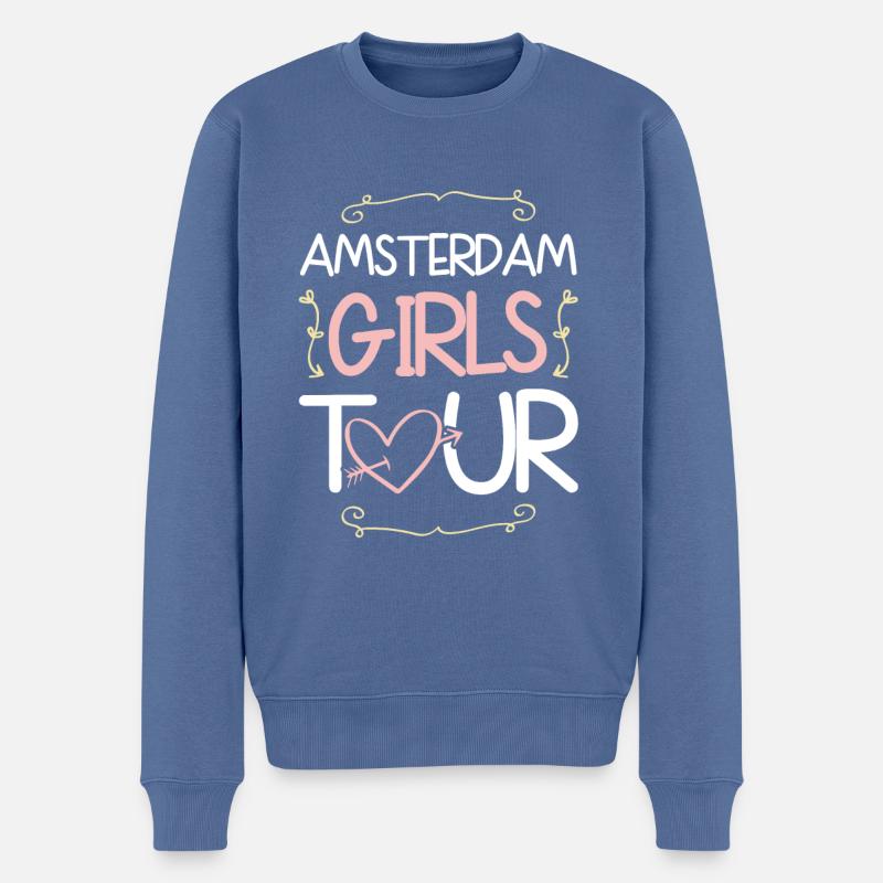 Amsterdam Girls Tour - Pull Premium bio Homme - bleu pigeon