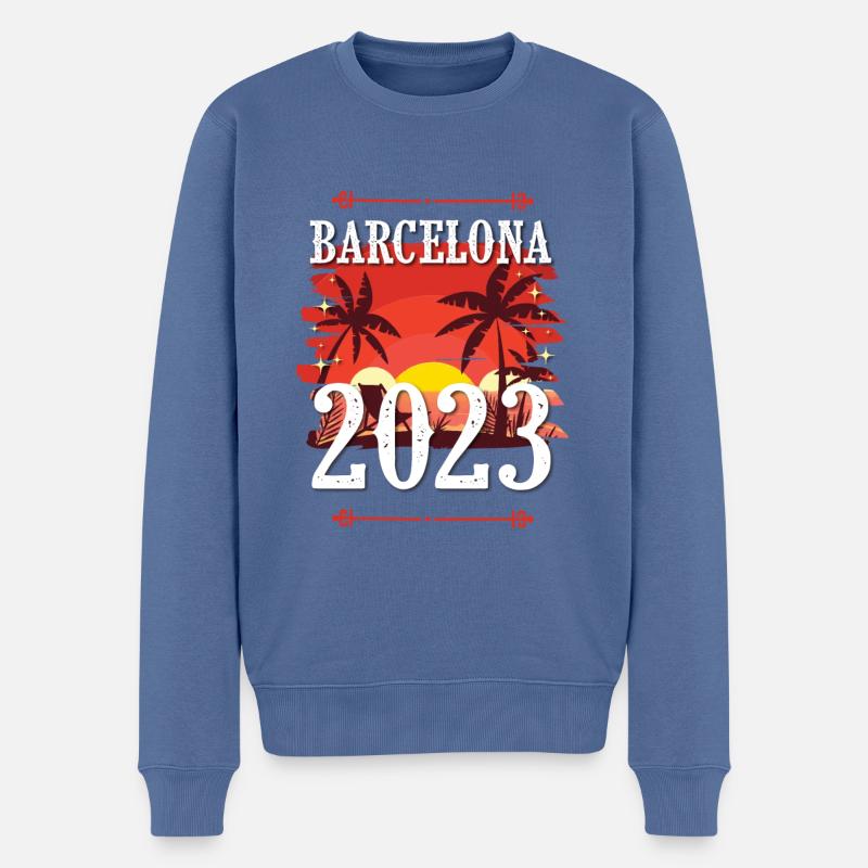Barcelona 2023 - Männer Premium Bio Pullover - Taubenblau