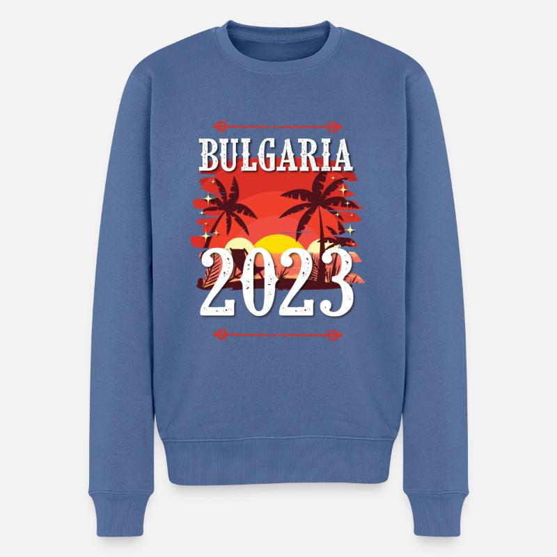 Bulgarie 2023 - Pull Premium bio Homme - bleu pigeon