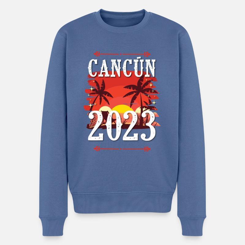 Cancún 2023 - Pull Premium bio Homme - bleu pigeon