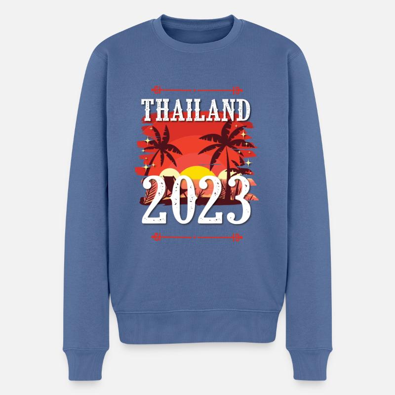 Thaïlande 2023 - Pull Premium bio Homme - bleu pigeon