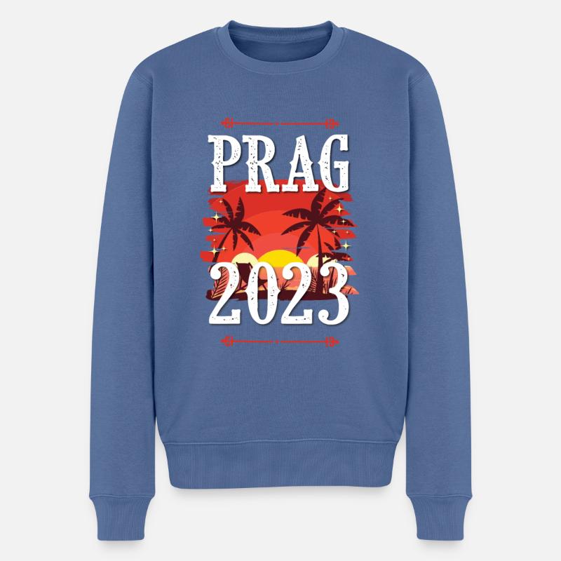Prague 2023 - Pull Premium bio Homme - bleu pigeon