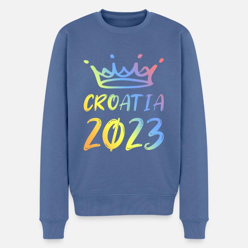 Croatia 2023 - Männer Premium Bio Pullover - Taubenblau