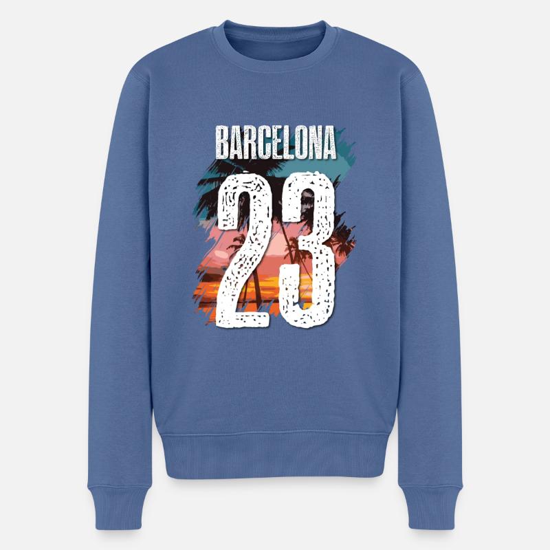 Maillot Barcelone 23 2023 - Pull Premium bio Homme - bleu pigeon