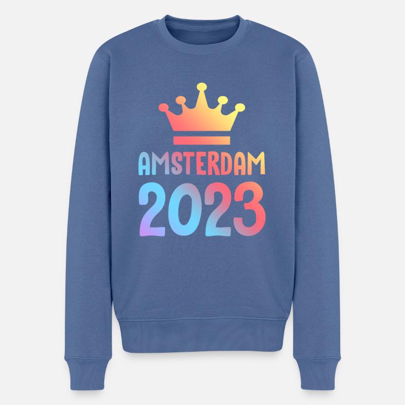 Amsterdam 2023 Krone - Männer Premium Bio Pullover - Taubenblau