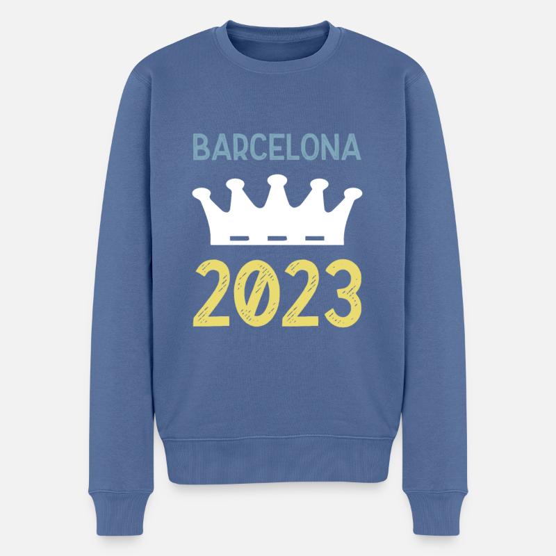 Barcelone 2023 Couronne - Pull Premium bio Homme - bleu pigeon